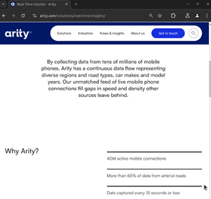 Screenshot of arity.com as of January 15, 2025