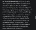Canva’s privacy policy on the usage of user data for personalized advertising.[6]