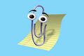 Clippy render against a blue background