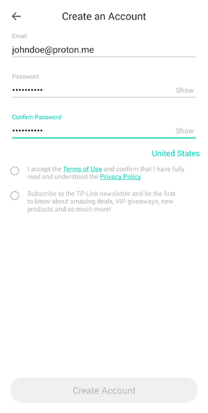 Kasa app account creation screen.png