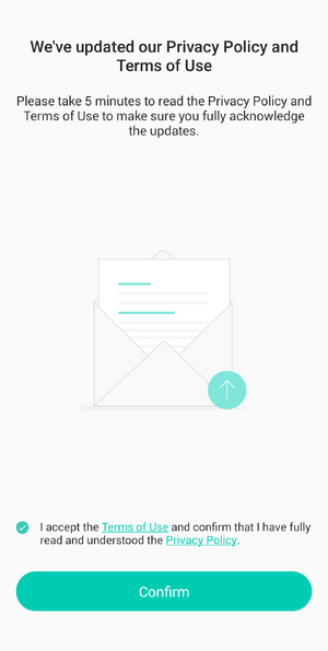 Kasa app updated Terms of Service checkbox selected.png