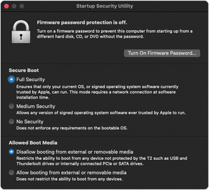 macOS startup security screen