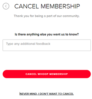 Step 12 of the Whoop subscription cancellation process