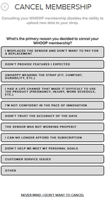 Step 4 of the Whoop subscription cancellation process
