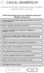 Step 5 of the Whoop subscription cancellation process