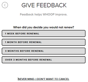 Step 6 of the Whoop subscription cancellation process